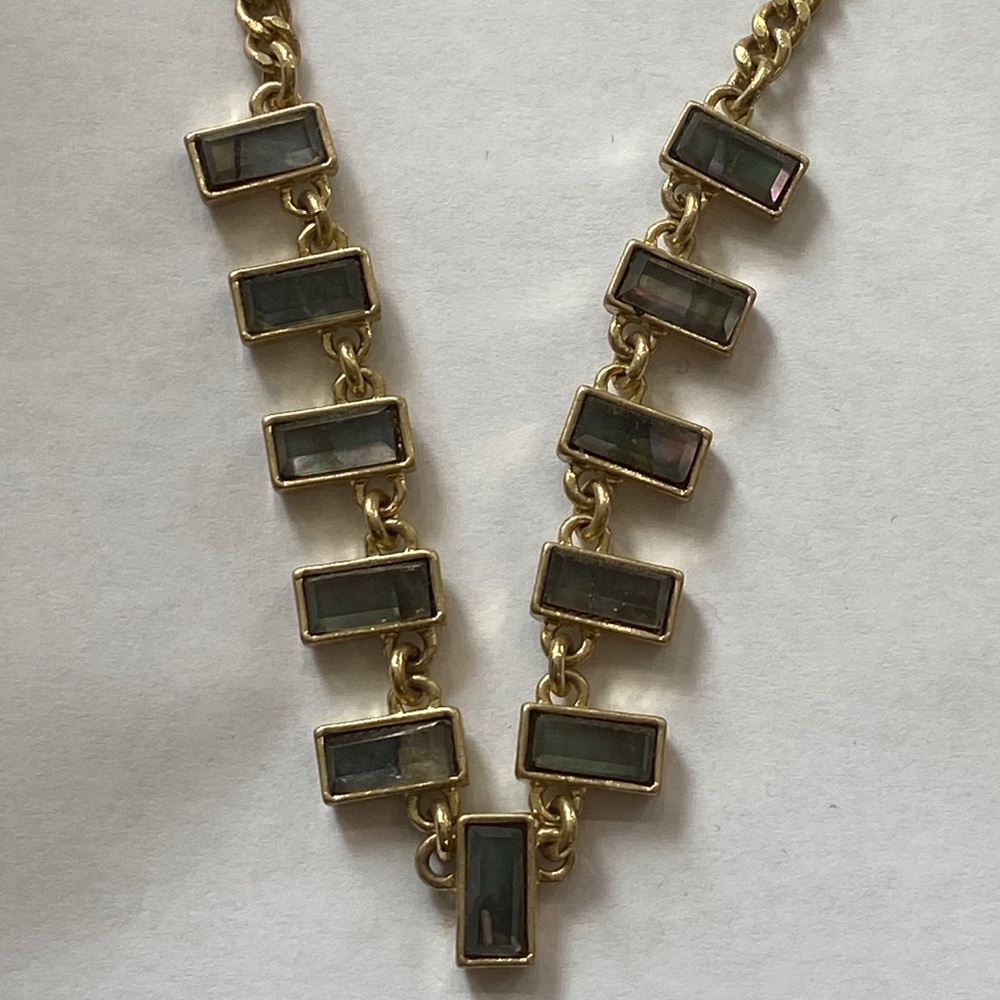 Gold plated labradorite rectangles necklace